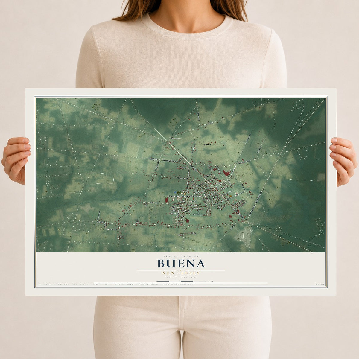 Buena, New Jersey map print, 12" x 18" Archival Matte Print mockup