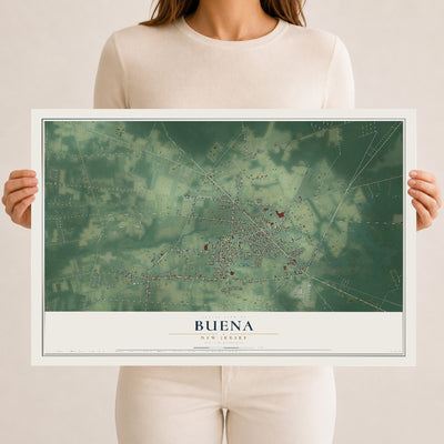 Buena, New Jersey map print, 12" x 18" Archival Matte Print mockup