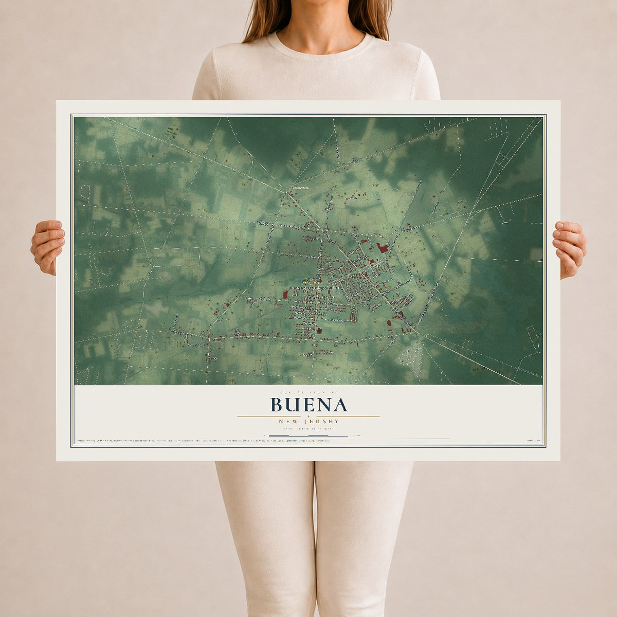 Buena, New Jersey map print, 24" x 36" Archival Matte Print mockup