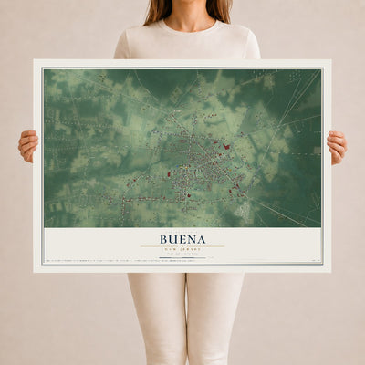 Buena, New Jersey map print, 24" x 36" Archival Matte Print mockup