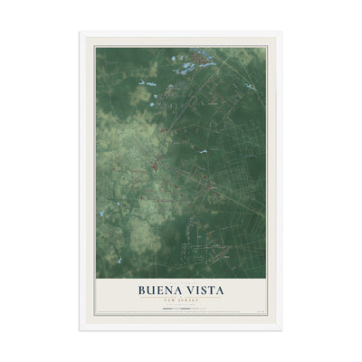Buena Vista, New Jersey map print, 12" x 18" W/ White Ayous Wood Frame mockup