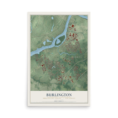 Burlington, New Jersey map print, 12" x 18" Archival Matte Print mockup