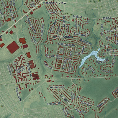 Close-up 1 of the Burlington, New Jersey map artwork