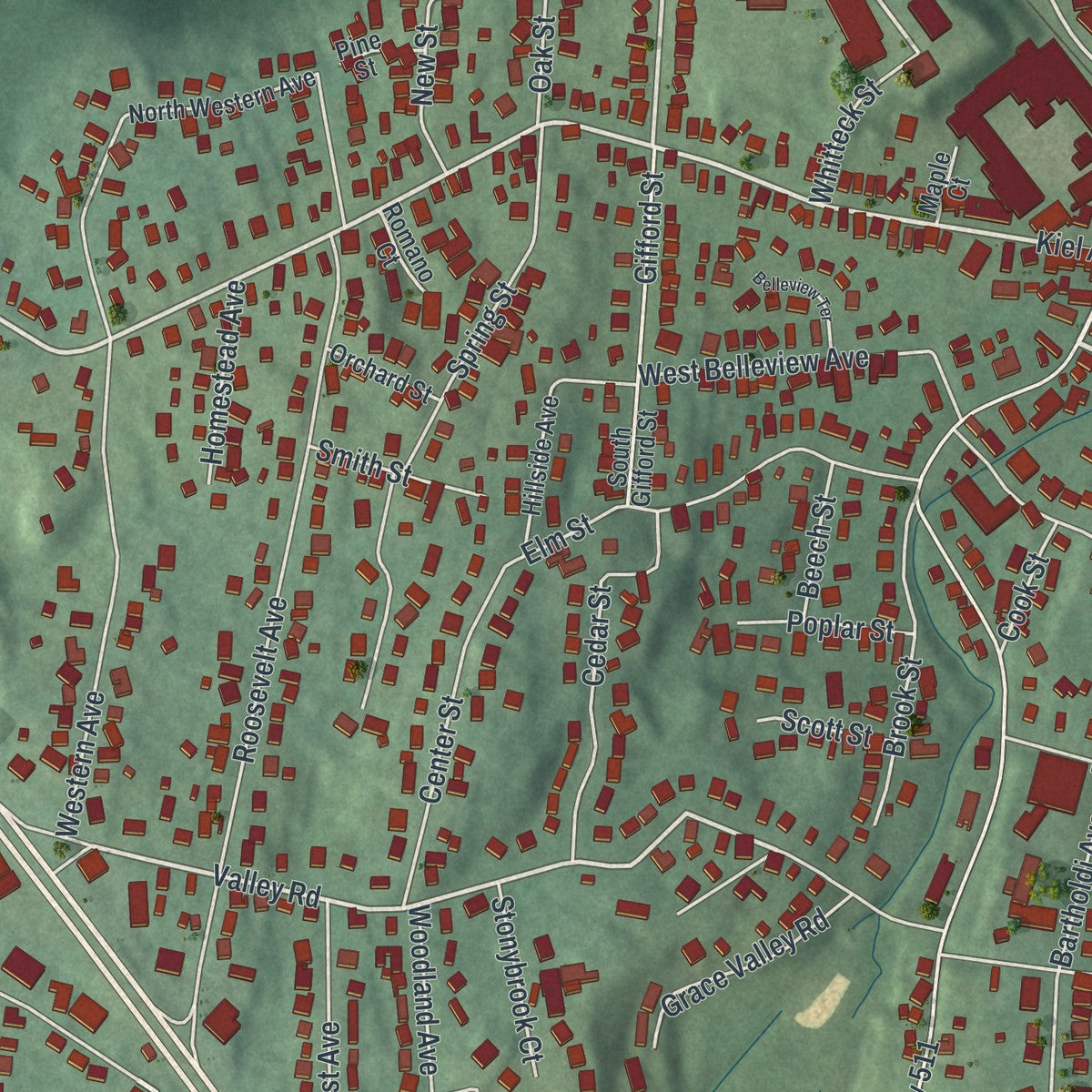 Close-up 1 of the Butler, New Jersey map artwork