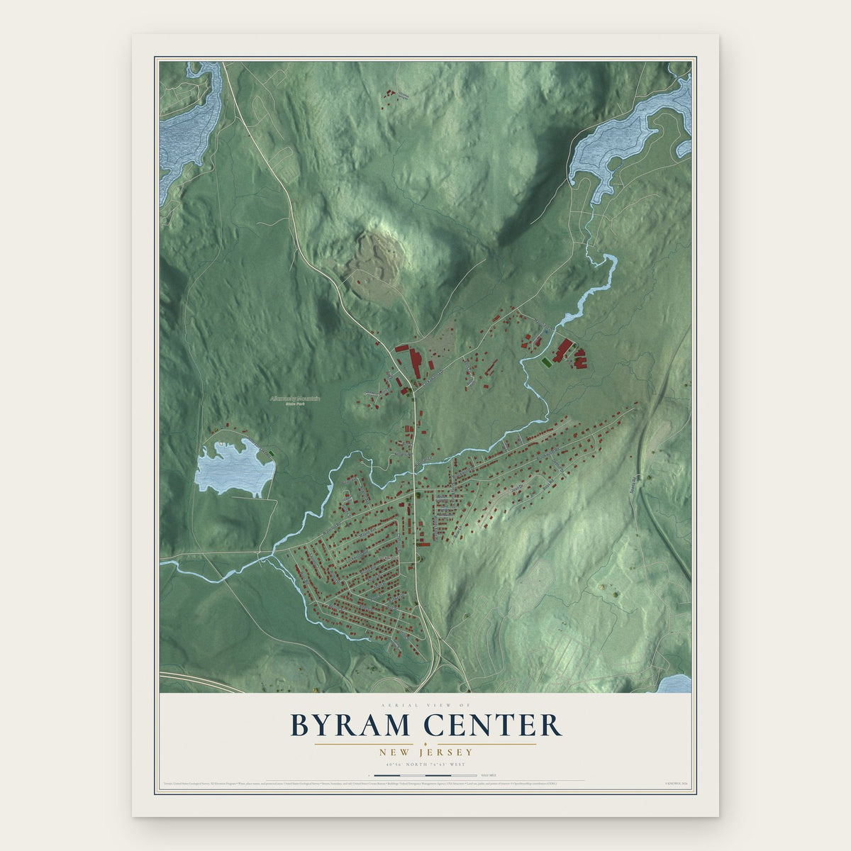Byram Center, New Jersey map print, the full design
