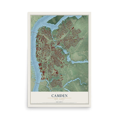 Camden, New Jersey map print, 12" x 18" Archival Matte Print mockup