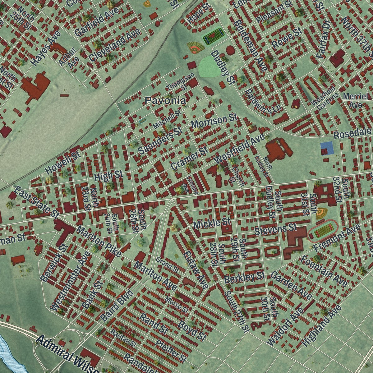 Close-up 2 of the Camden, New Jersey map artwork