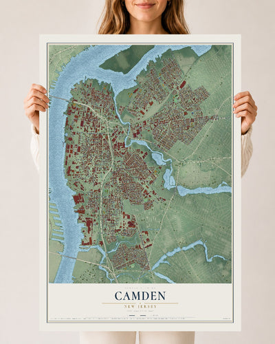 Camden, New Jersey map print, 24" x 36" Archival Matte Print mockup