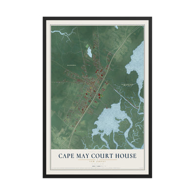 Cape May Court House, New Jersey map print, 12" x 18" W/ Black Ayous Wood Frame mockup