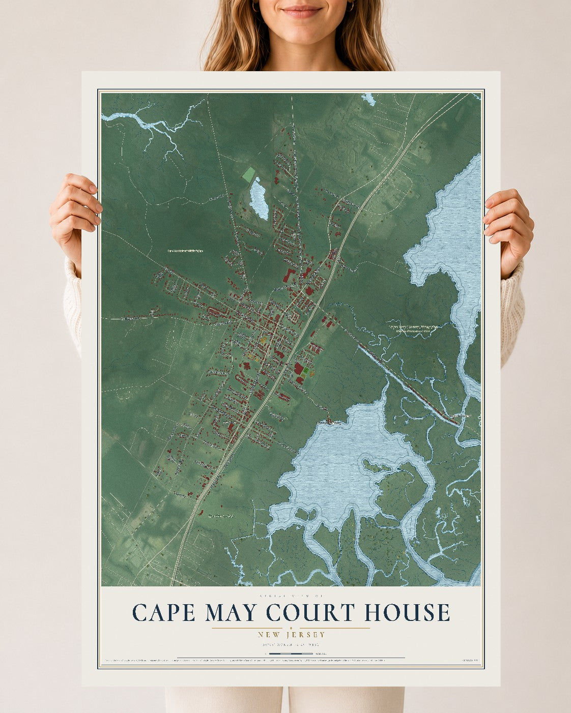 Cape May Court House, New Jersey map print, 24" x 36" Archival Matte Print mockup