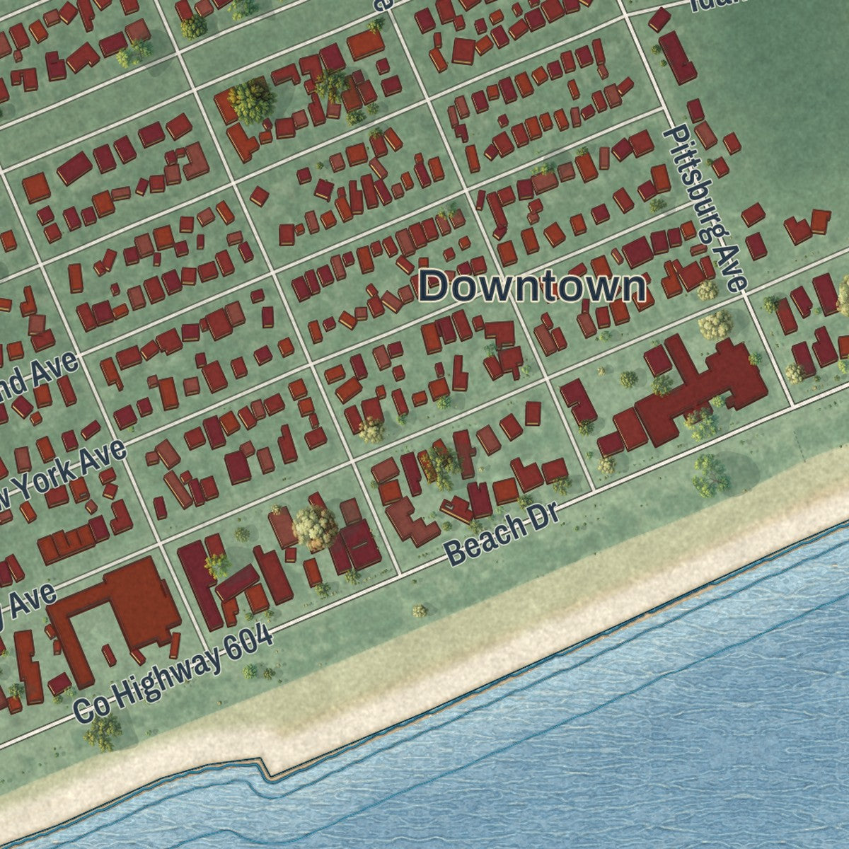 Close-up 2 of the Cape May, New Jersey map artwork