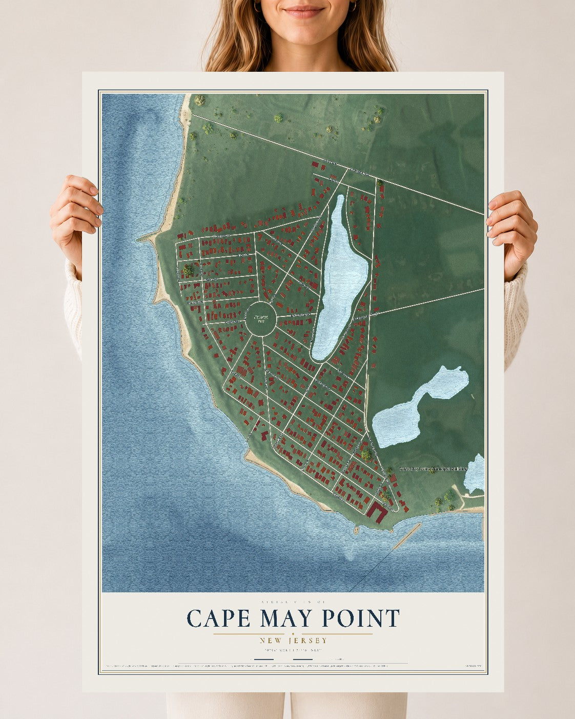 Cape May Point, New Jersey map print, 24" x 36" Archival Matte Print mockup