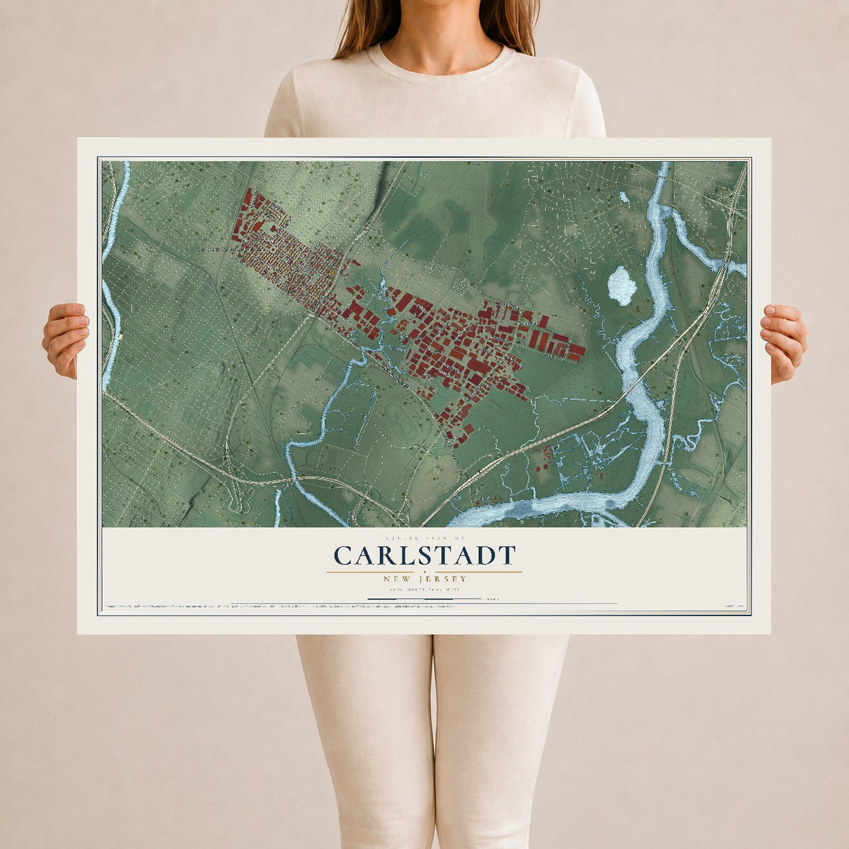 Carlstadt, New Jersey map print, 24" x 36" Archival Matte Print mockup