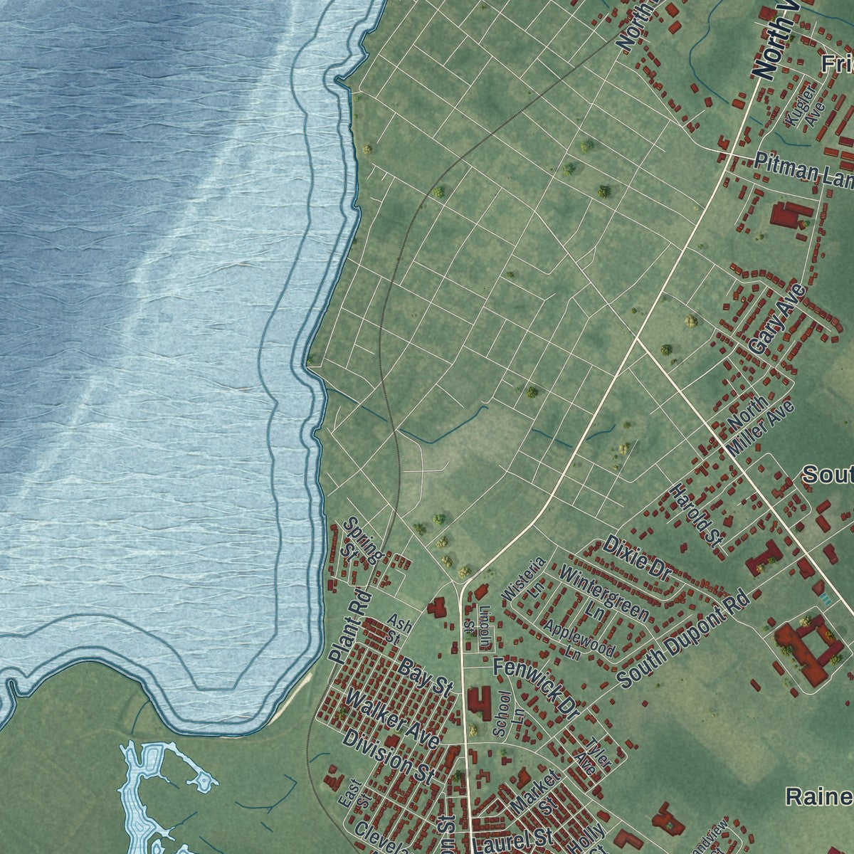 Close-up 1 of the Carneys Point, New Jersey map artwork