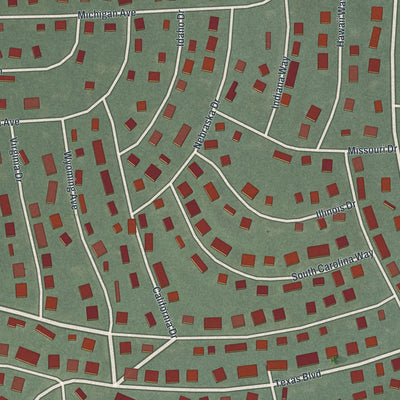 Close-up of the map of Cedar Glen Lakes, New Jersey print showing street and building detail