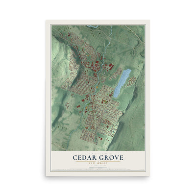 Cedar Grove, New Jersey map print, 12" x 18" Archival Matte Print mockup