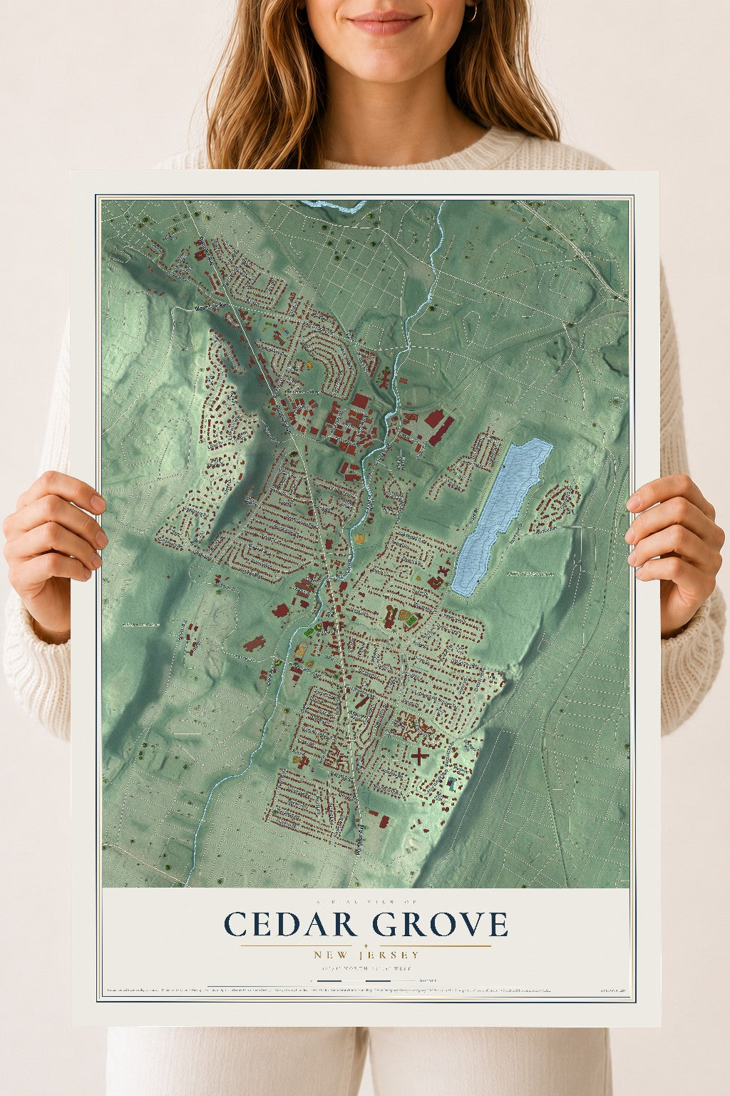 Cedar Grove, New Jersey map print, 18" x 24" Archival Matte Print mockup