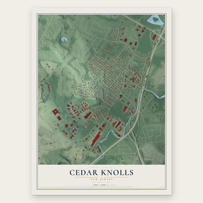 Cedar Knolls, New Jersey map print, the full design