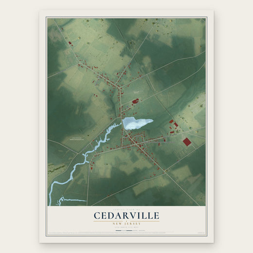 Cedarville, New Jersey map print, the full design