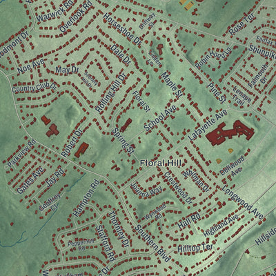 Close-up 1 of the Chatham, New Jersey map artwork