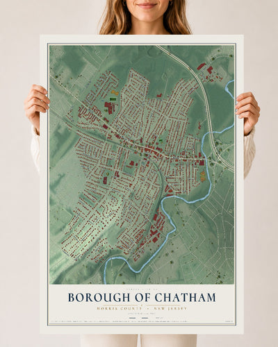 Borough of Chatham, New Jersey map print, 24" x 36" Archival Matte Print mockup