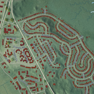 Close-up of the map of Cheesequake, New Jersey print showing street and building detail