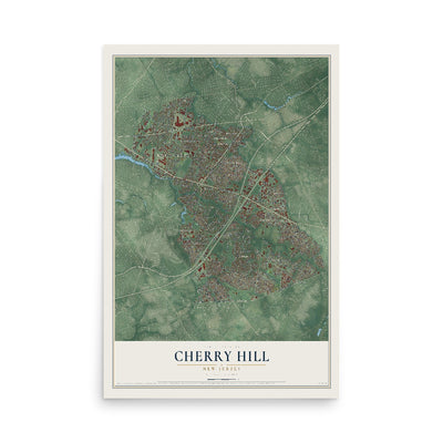 Cherry Hill, New Jersey map print, 12" x 18" Archival Matte Print mockup