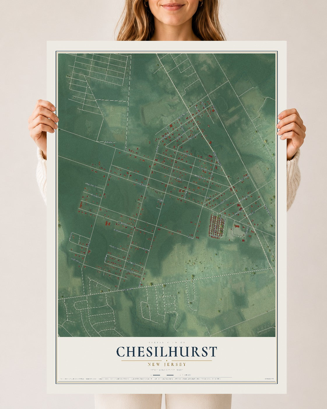 Chesilhurst, New Jersey map print, 24" x 36" Archival Matte Print mockup