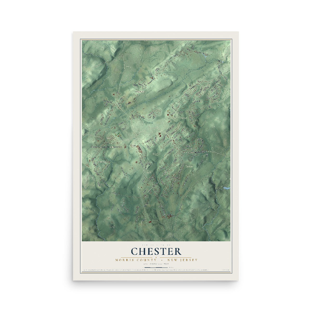 Chester, New Jersey map print, 12" x 18" Archival Matte Print mockup