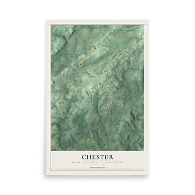 Chester, New Jersey map print, 12" x 18" Archival Matte Print mockup