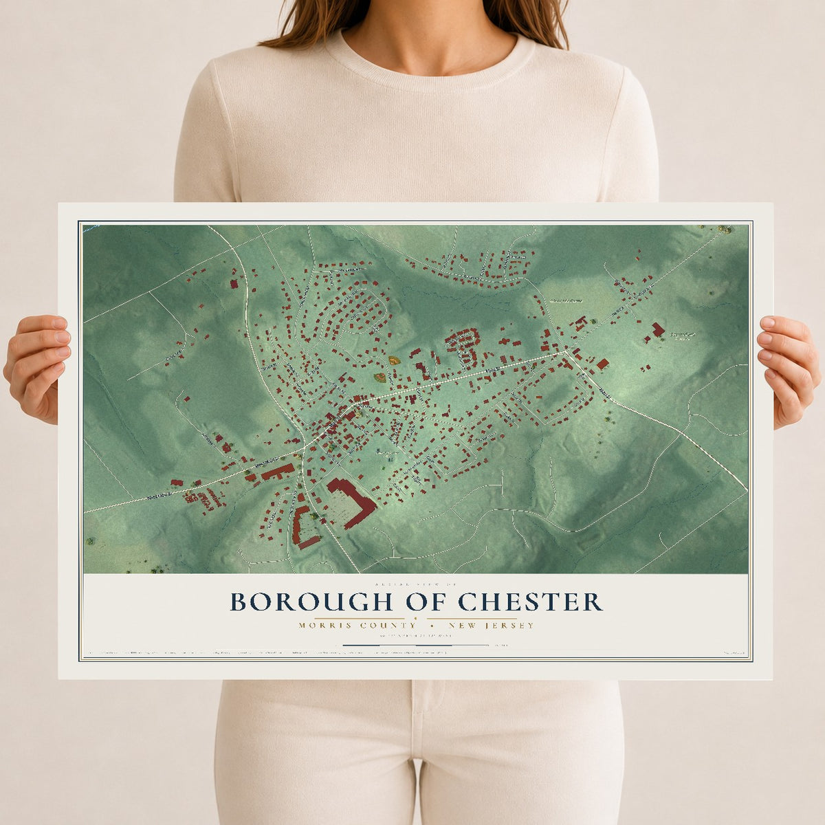 Borough of Chester, New Jersey map print, 12" x 18" Archival Matte Print mockup