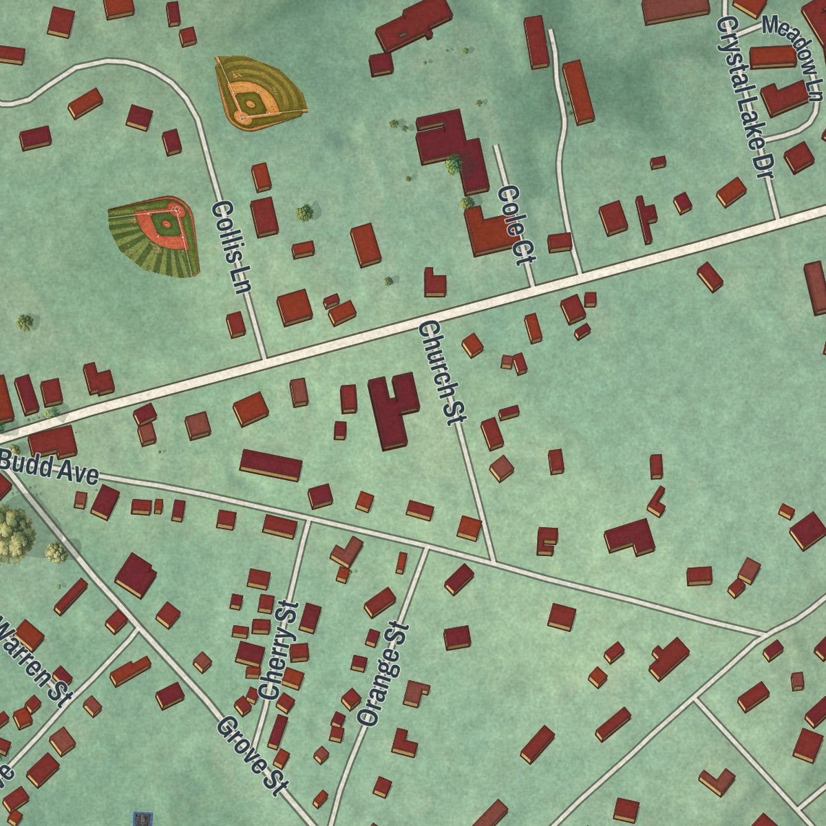 Close-up 1 of the Borough of Chester, New Jersey map artwork