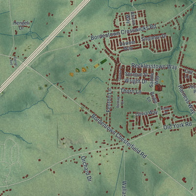 Close-up 1 of the Chesterfield, New Jersey map artwork