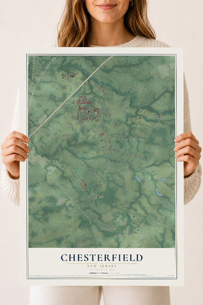 Chesterfield, New Jersey map print, 18" x 24" Archival Matte Print mockup