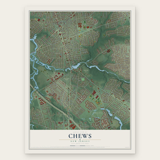 Chews, New Jersey map print, the full design