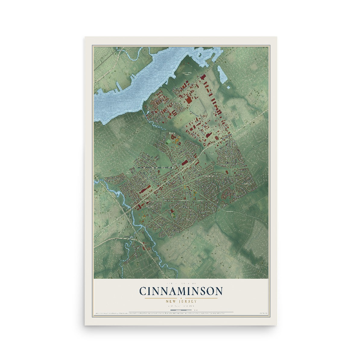 Cinnaminson, New Jersey map print, 12" x 18" Archival Matte Print mockup