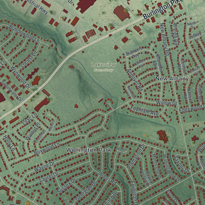 Close-up 1 of the Cinnaminson, New Jersey map artwork