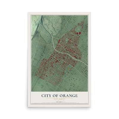City of Orange, New Jersey map print, 12" x 18" Archival Matte Print mockup