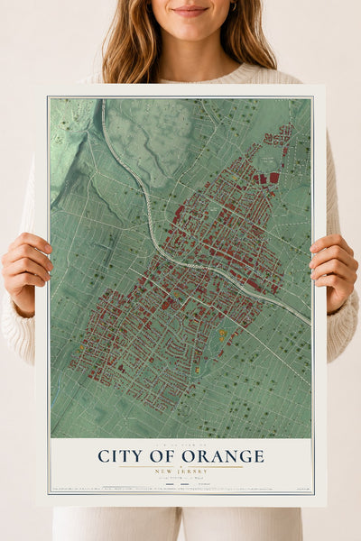 City of Orange, New Jersey map print, 18" x 24" Archival Matte Print mockup