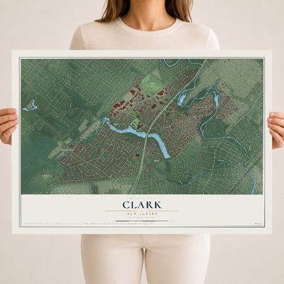 Clark, New Jersey map print, 18" x 24" Archival Matte Print mockup