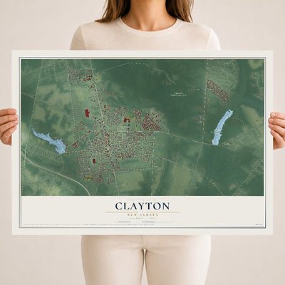 Clayton, New Jersey map print, 18" x 24" Archival Matte Print mockup