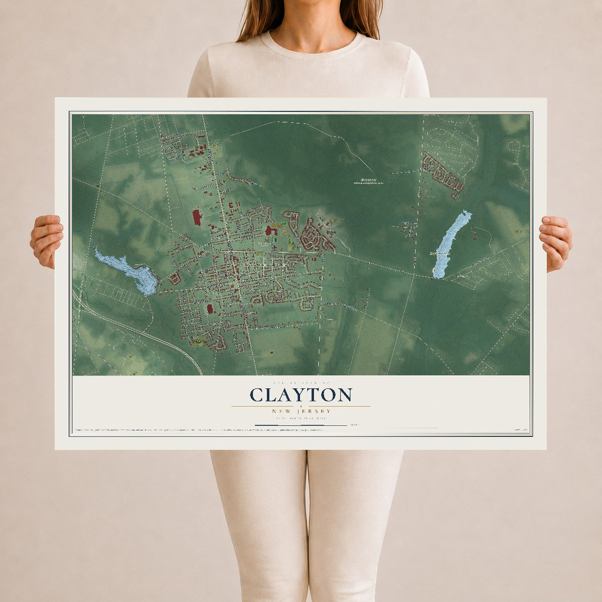 Clayton, New Jersey map print, 24" x 36" Archival Matte Print mockup