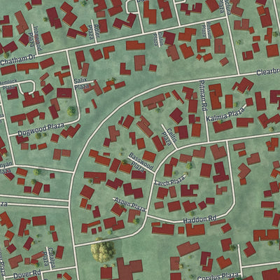 Close-up of the map of Clearbrook, New Jersey print showing street and building detail