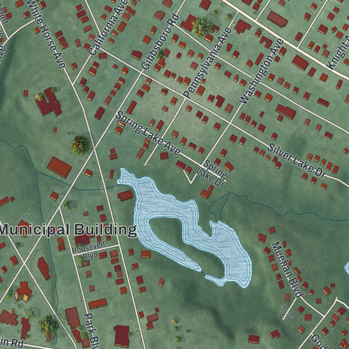 Close-up 1 of the Clementon, New Jersey map artwork
