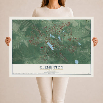 Clementon, New Jersey map print, 24" x 36" Archival Matte Print mockup