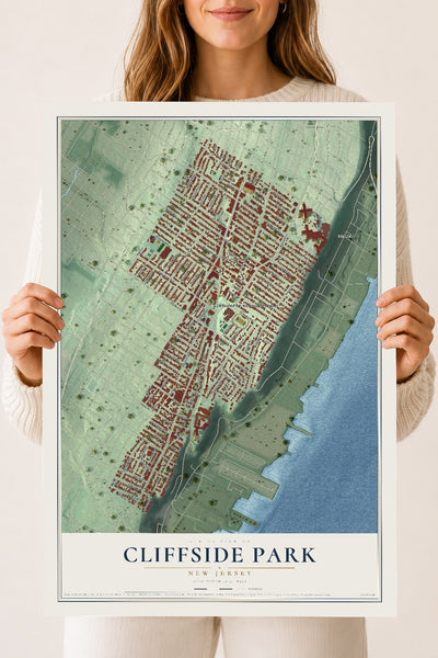 Cliffside Park, New Jersey map print, 18" x 24" Archival Matte Print mockup