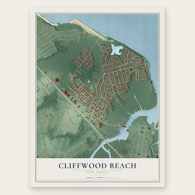 Cliffwood Beach, New Jersey map print, the full design
