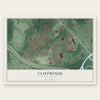 Cliffwood, New Jersey map print, the full design