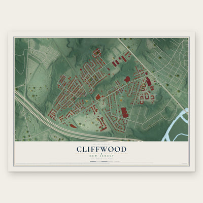 Cliffwood, New Jersey map print, the full design