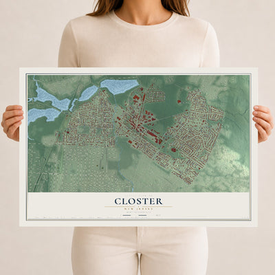 Closter, New Jersey map print, 12" x 18" Archival Matte Print mockup